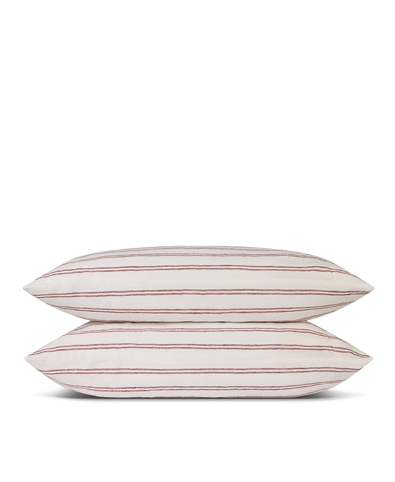 Piglet In Bed Kemptown Stripe Linen Blend Pillowcase (pair), Square Decorative Pilllow In Neutral