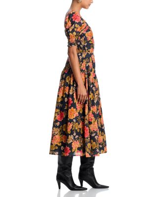 Adelaide Floral Smocked Short Sleeve Midi Dress - Exclusive