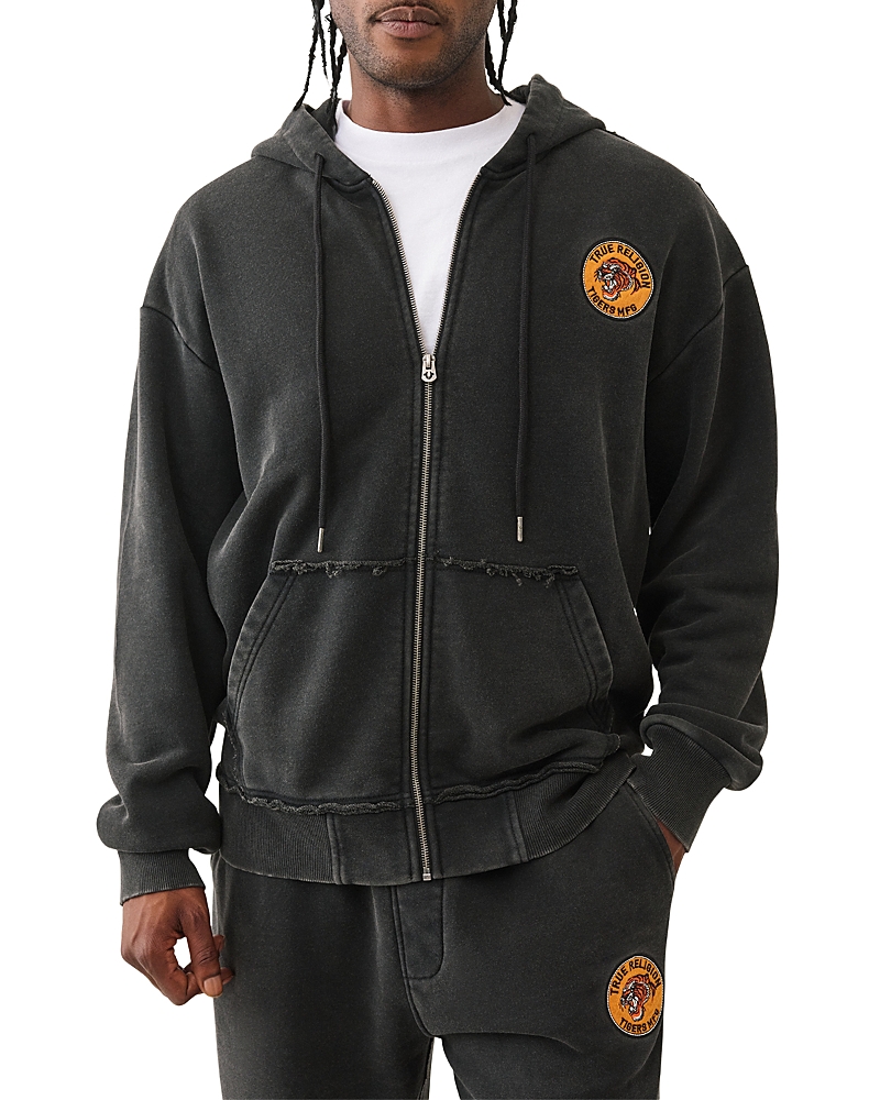 True Religion Tiger Vintage Zipper Hoodie In Black
