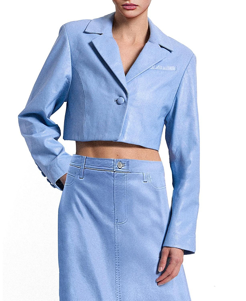 As By Df Poppy Leather Blazer In Blue