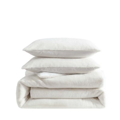 Signature Solid Faux Fur 3 Piece Comforter Set