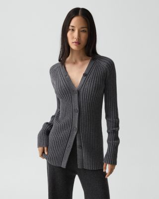 Wool Long Sleeve Open Back Cardigan