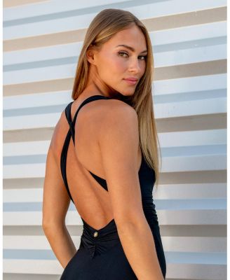 Solid V Plunge Crossback One Piece