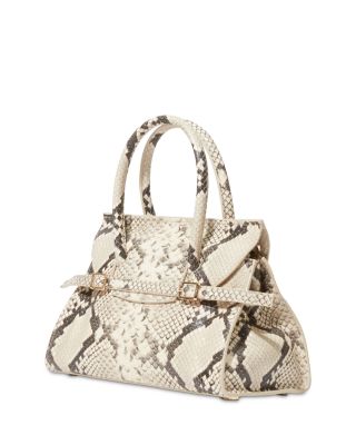 River Small Snake Embossed Leather Top Handle Bag