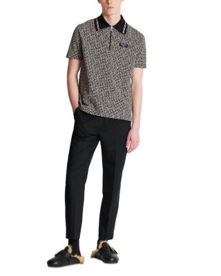 Monogram Print Zip Polo