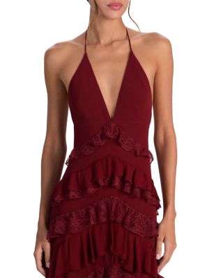 Liana V Neck Ruffle Maxi Dress