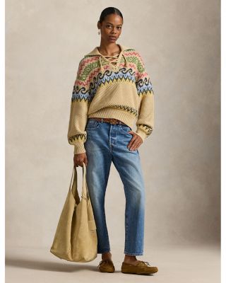 Fair Isle Lace-Up Sweater