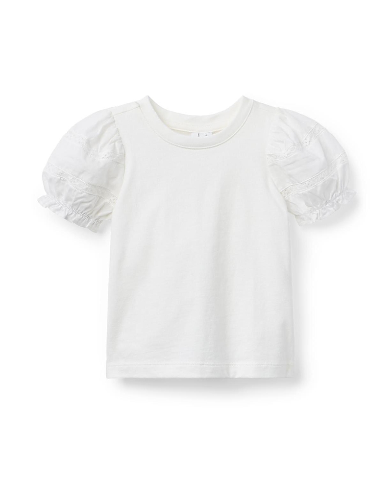 Janie and Jack Girls' Lace Puff Sleeve Top - Baby, Little Kid, Big Kid