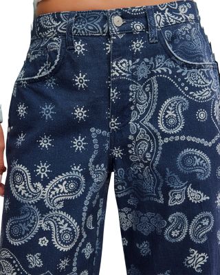  We The Free Good Luck Leopard Barrel Leg Jeans in Brown Sugar