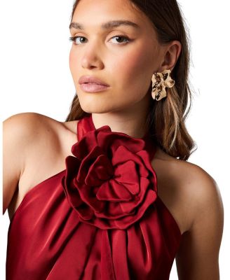  Floral Detail Halterneck Maxi Dress