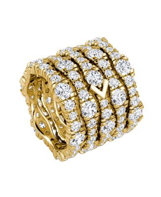  5 Row Pave Ring in 14K Gold, 7.76ctw Round Brilliant Lab Grown Diamonds