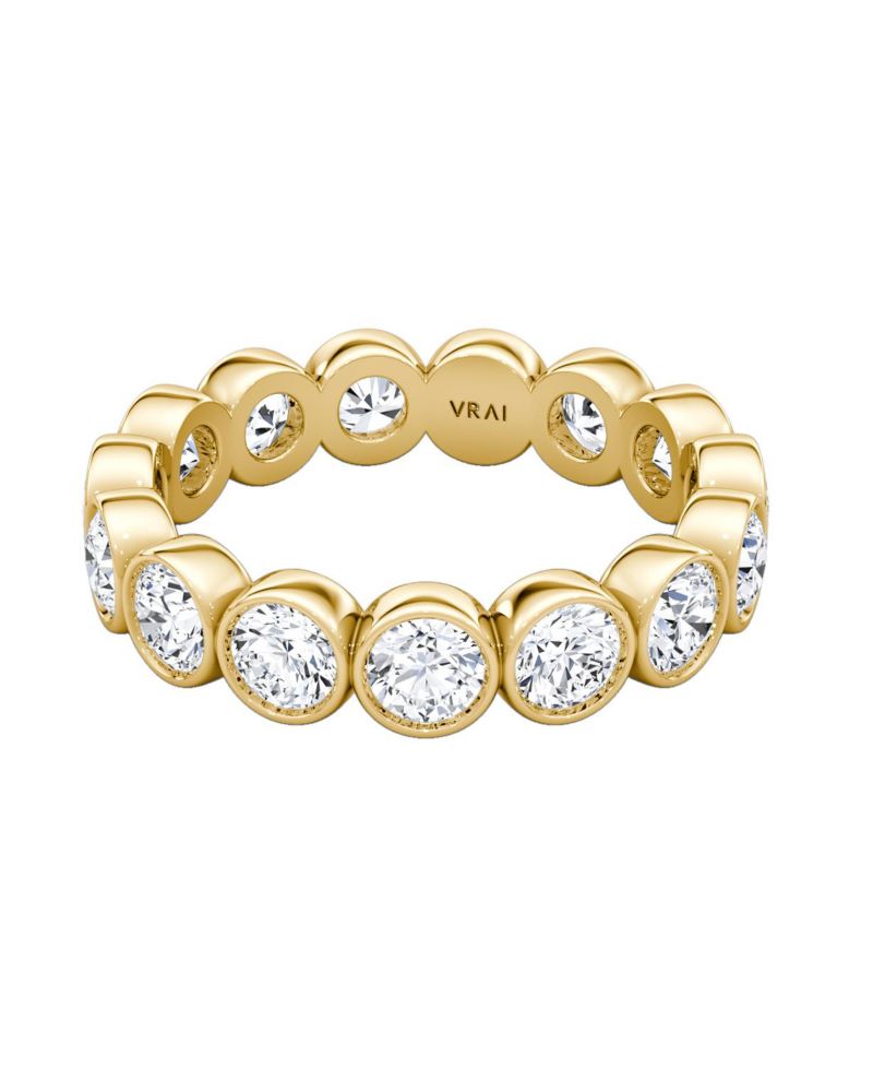 VRAI Bezel Eternity Band Ring in 18K Gold, 2.4ctw Round Brilliant Lab Created Diamonds