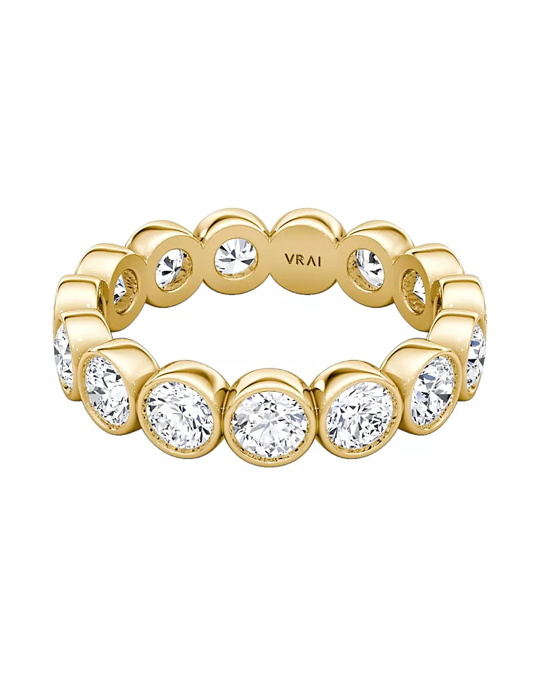 Vrai Bezel Eternity Band Ring in 18K Gold, 2.4ctw Round Brilliant Lab Created Diamonds