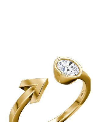  Arrow Cuff Ring in 14K Gold, 0.40ctw Round Brilliant Lab Grown Diamond