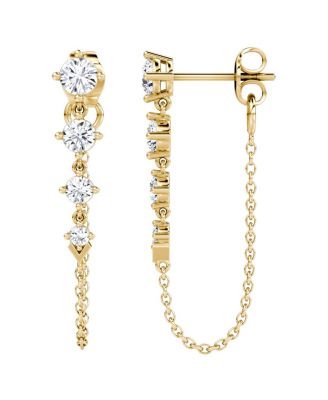  V Linked Tennis Earring in 14K Gold, 1.1ctw Round Brilliant Lab Grown Diamonds
