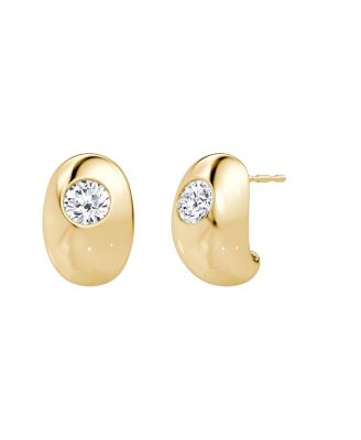  Dome Huggie Hoop in 14K Yellow Gold, 0.5ctw Round Brilliant Lab Grown Diamonds