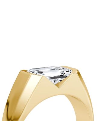  Statement Signet Ring in 14K Gold, 1.0ctw Emerald Lab Grown Diamond