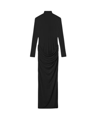 High-Neck Ruched Maxi Dress