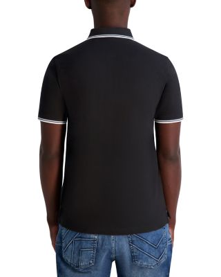 Short Sleeve Striped Trim Polo Shirt