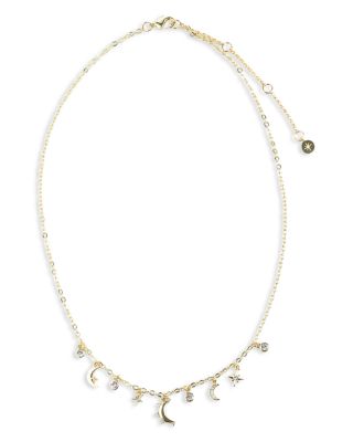 Cubic Zirconia Delicate Moon Charm Necklace, 17"-19" - Exclusive
