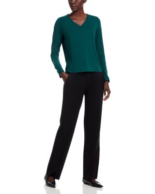 Fine Stretch Jersey Knit V Neck Top