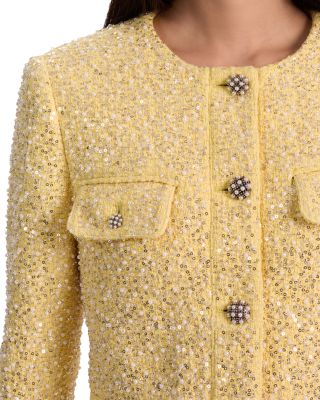 Lorie Long Sleeve Embellished Tweed Jacket