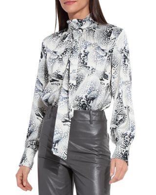 Onyx Embellished Tie Neck Blouse 