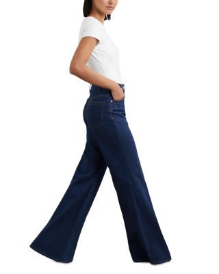 June Mid Rise Flare Pin Stitch Jeans in Blue