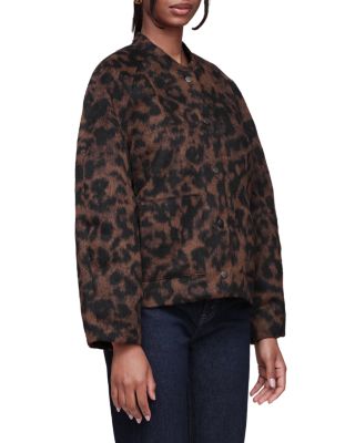 Textured Animal Print Bomber Jacket