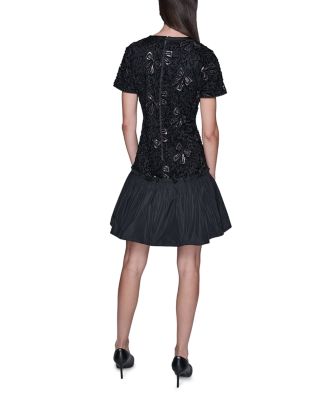 Chenille Sequin Mesh A Line Dress