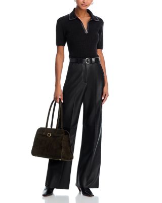 Caterina Faux Leather Trim Sweater 