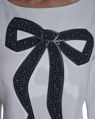 Scuba Crepe Bow Embellished Sheath Dress