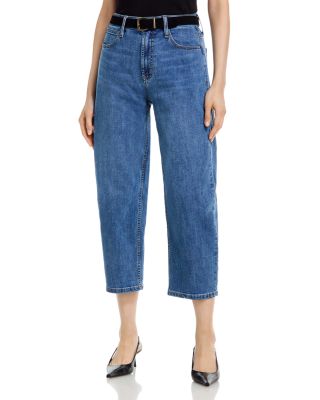 High Rise Cropped Barrel Jeans in Indigo - Exclusive