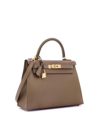 Kelly 28 Handbag Brown Madame with Gold Hardware