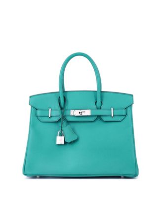 Birkin 30 Handbag Blue Epsom with Palladium Hardware