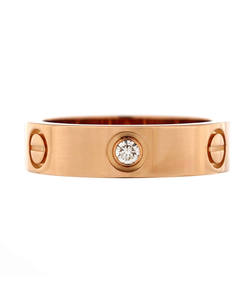 Pre-Owned Cartier Love 3 Diamonds Band Ring 18K Rose Gold with Diamonds
