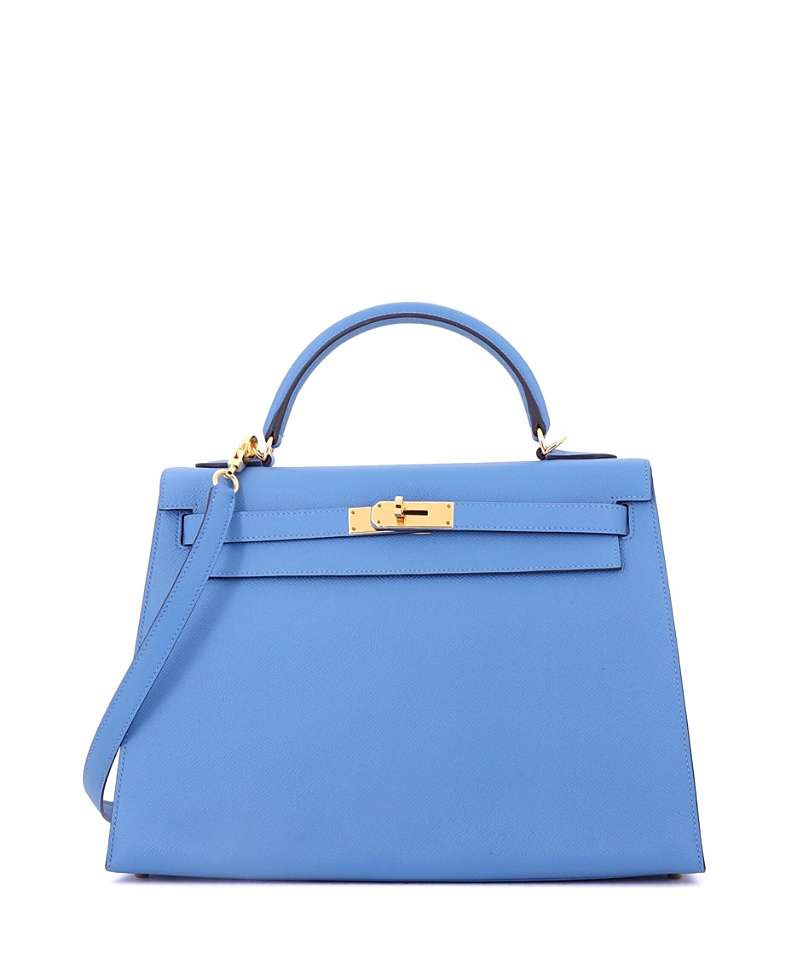 Click to view more detailed imagery on our partner's website Pre-owned Pre-owned Hermes Hermes Kelly 32 Handbag Blue Epsom With Gold Hardware