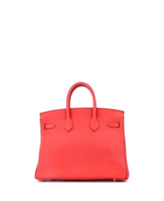 Birkin 25 Handbag Red Swift with Palladium Hardware