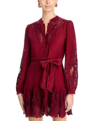 Long Sleeve Lace Detail Mini Dress