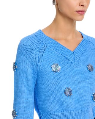 Embellished V-Neck Sweater