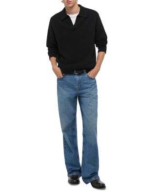 Brushed Open Collar Polo Sweater