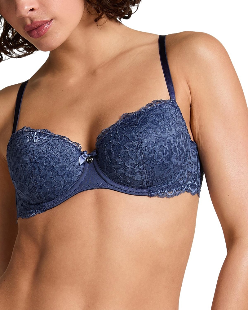 Hunkemoller Marine Padded Underwired Bra In Blue