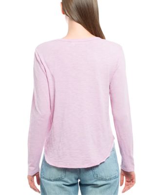  Long Sleeve Raw Hem Shirttail Tee