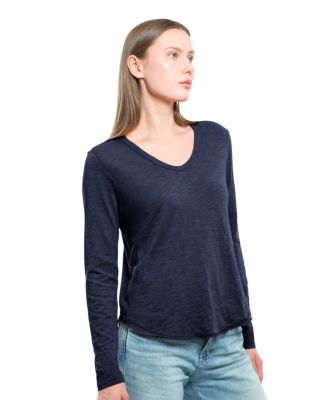  Long Sleeve Raw Hem Shirttail Tee