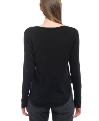  Long Sleeve Raw Hem Shirttail Tee