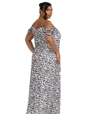 Off The Shoulder Leopard Maxi Dress