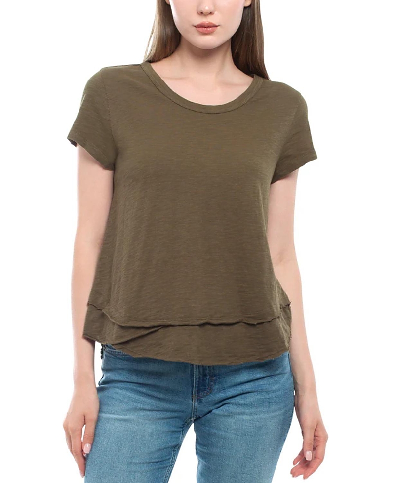 Wilt Clothing Short Sleeve Mock Layer Tee In Green