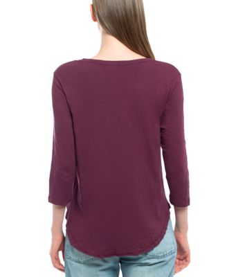 3/4 Sleeve Raw Hem Shirttail Tee