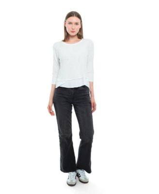  3/4 Sleeve Shrunken Crew Mock Layer Tee