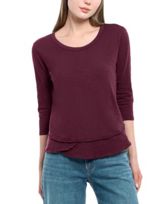  3/4 Sleeve Shrunken Crew Mock Layer Tee